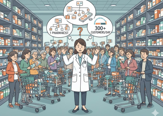 "창고형약국 약사 1인당 몇명이나 복약지도 해야 하나?"