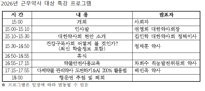 약사회, 6월 20일 근무약사 대상 실무 특강 진행