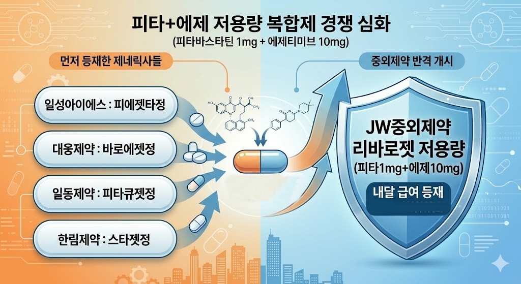 피타·에제 저용량 각축전...JW중외, 리바로젯 급여 등판